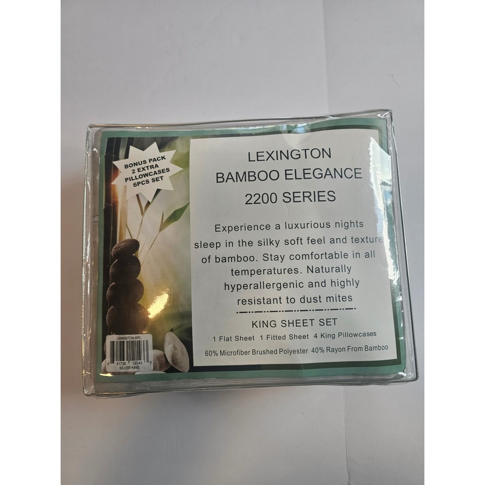 Lexington Sheet Set King Silver Bamboo Elegance 2200 Series 6pc Silver‎